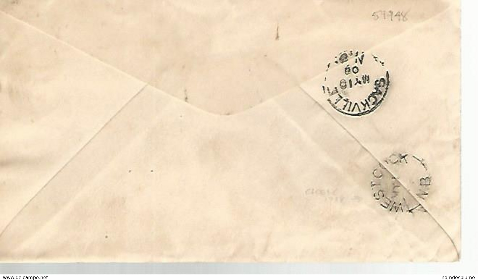 57748) Canada Port Elgin Sackville Westcock NB 1909 Postmark Cancel Closed Post Office - Covers & Documents