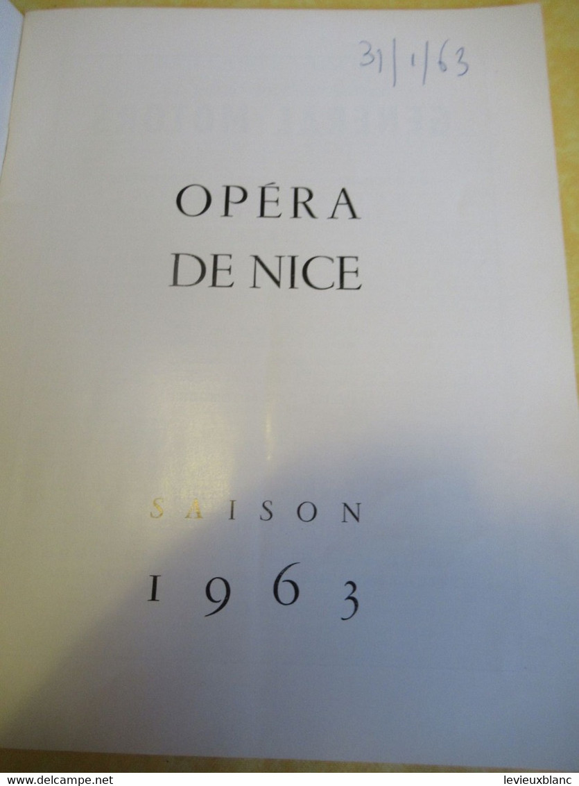 Programme Ancien/Opéra De NICE/Centenaire De La Création "LES PÊCHEURS De PERLES"/Musique De Georges BIZET/1963  PROG358 - Programma's