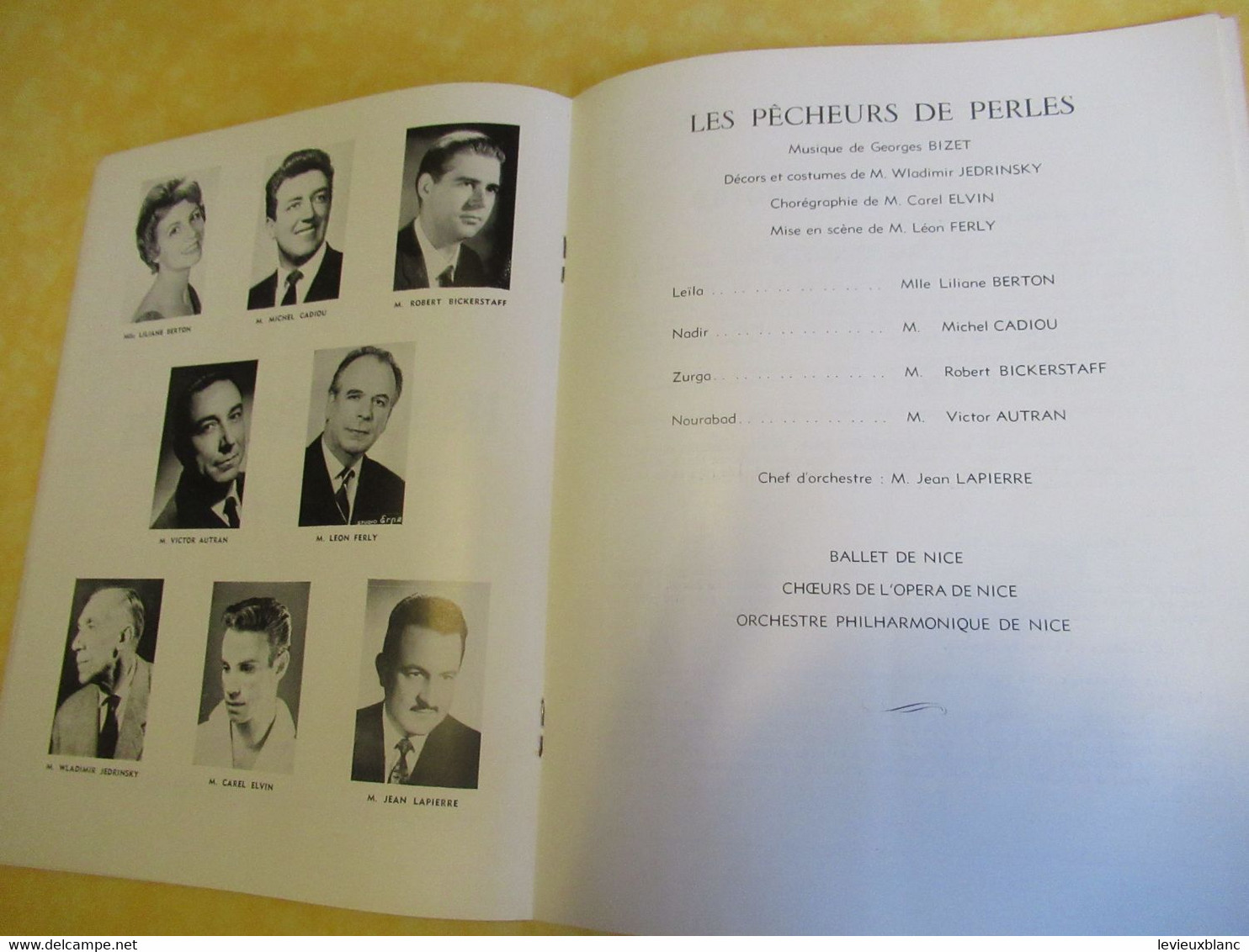 Programme ancien/Opéra de NICE/Centenaire de la création "LES PÊCHEURS de PERLES"/Musique de Georges BIZET/1963  PROG358