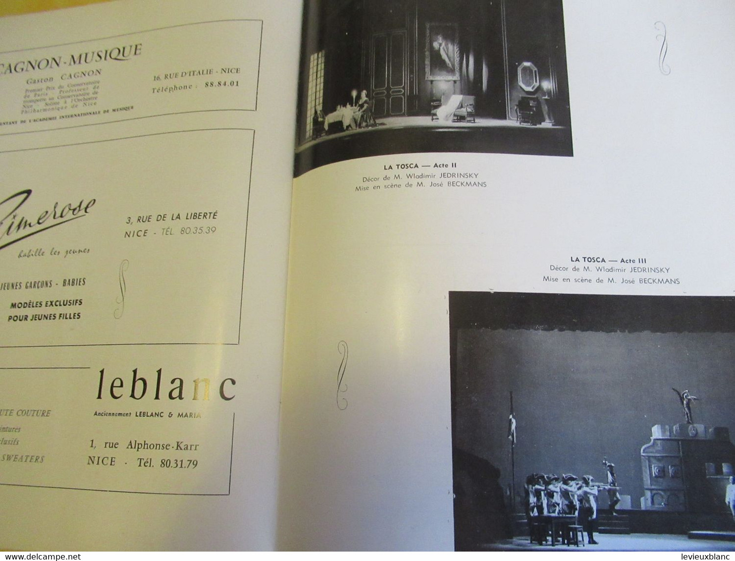 Programme ancien/Opéra de NICE/Centenaire de la création "LES PÊCHEURS de PERLES"/Musique de Georges BIZET/1963  PROG358