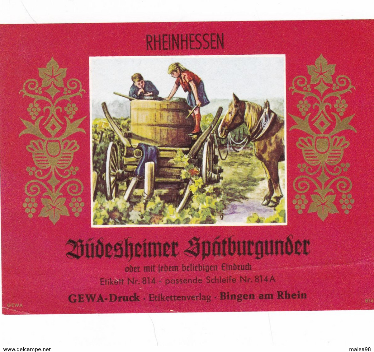 2 ETIQUETTES , Neuves , DES VINS DU RHIN  Des Annees 80/85  THEME VENDANGES   TBE - Autres & Non Classés