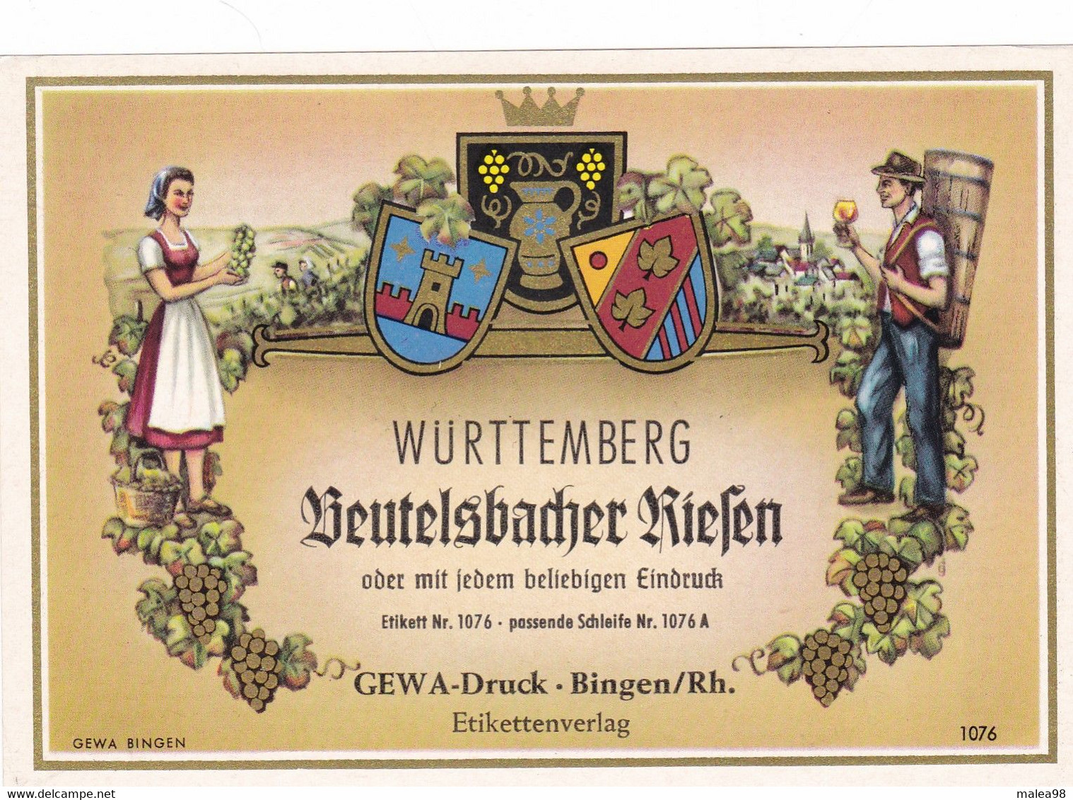 4 ETIQUETTES Neuves  DES VINS DU RHIN Des Annees 80/85   THEME  Vendanges    TBE - Sonstige & Ohne Zuordnung