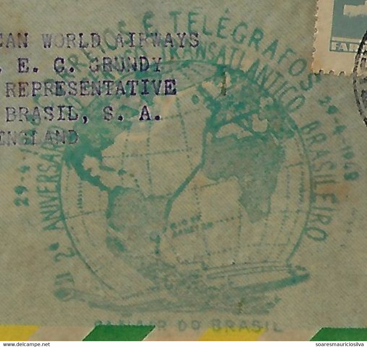 Brazil 1948 Cover Rio De Janeiro To London Great Britain Cancel 2º Year Brazilian Transatlantic Service Panair Airplane - Aéreo (empresas Privadas)