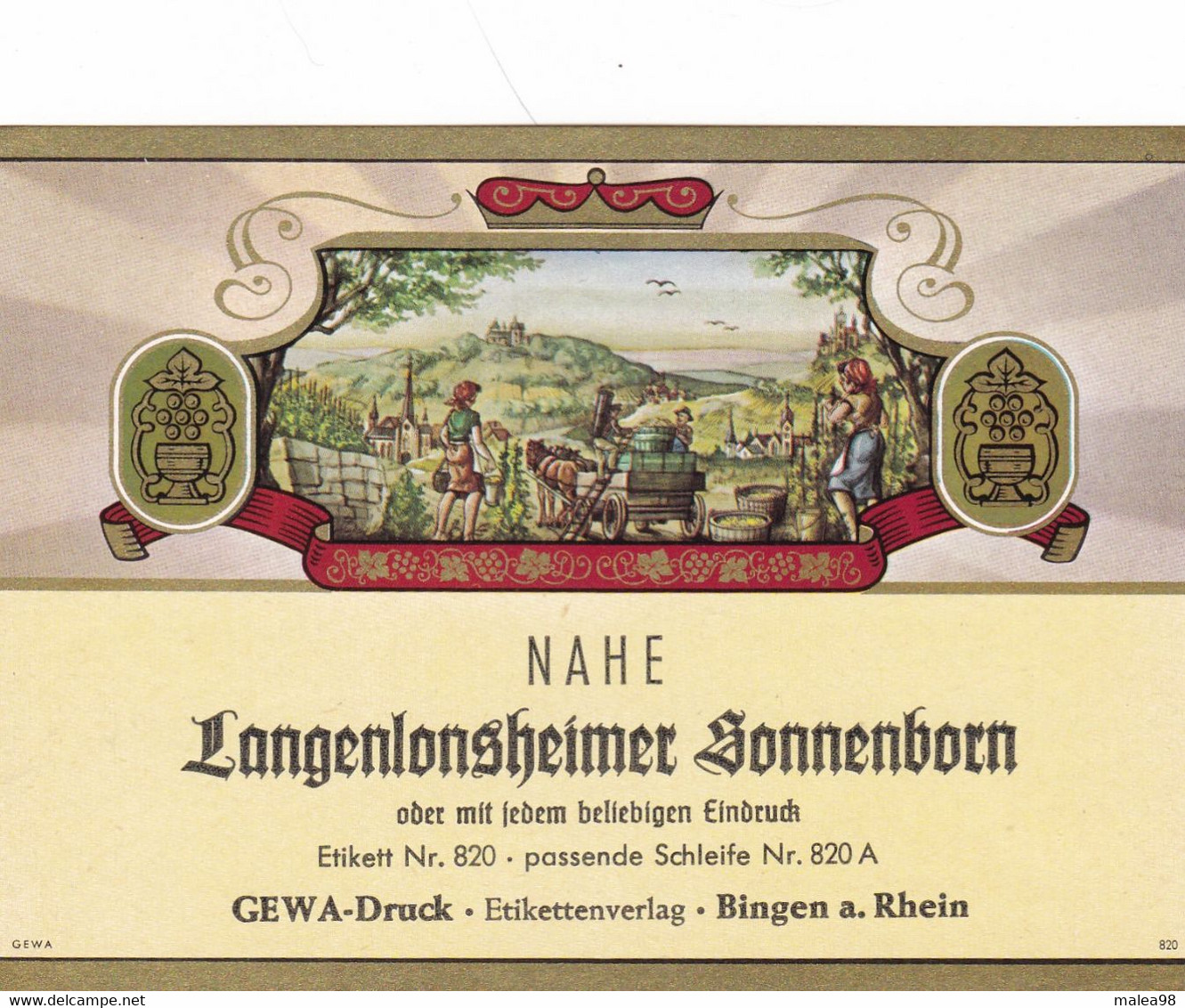 2 JOLIES ETIQUETTES  Neuves DES VINS  DU RHIN  Annees 80/85  THEME  Vendanges   TBE - Sonstige & Ohne Zuordnung