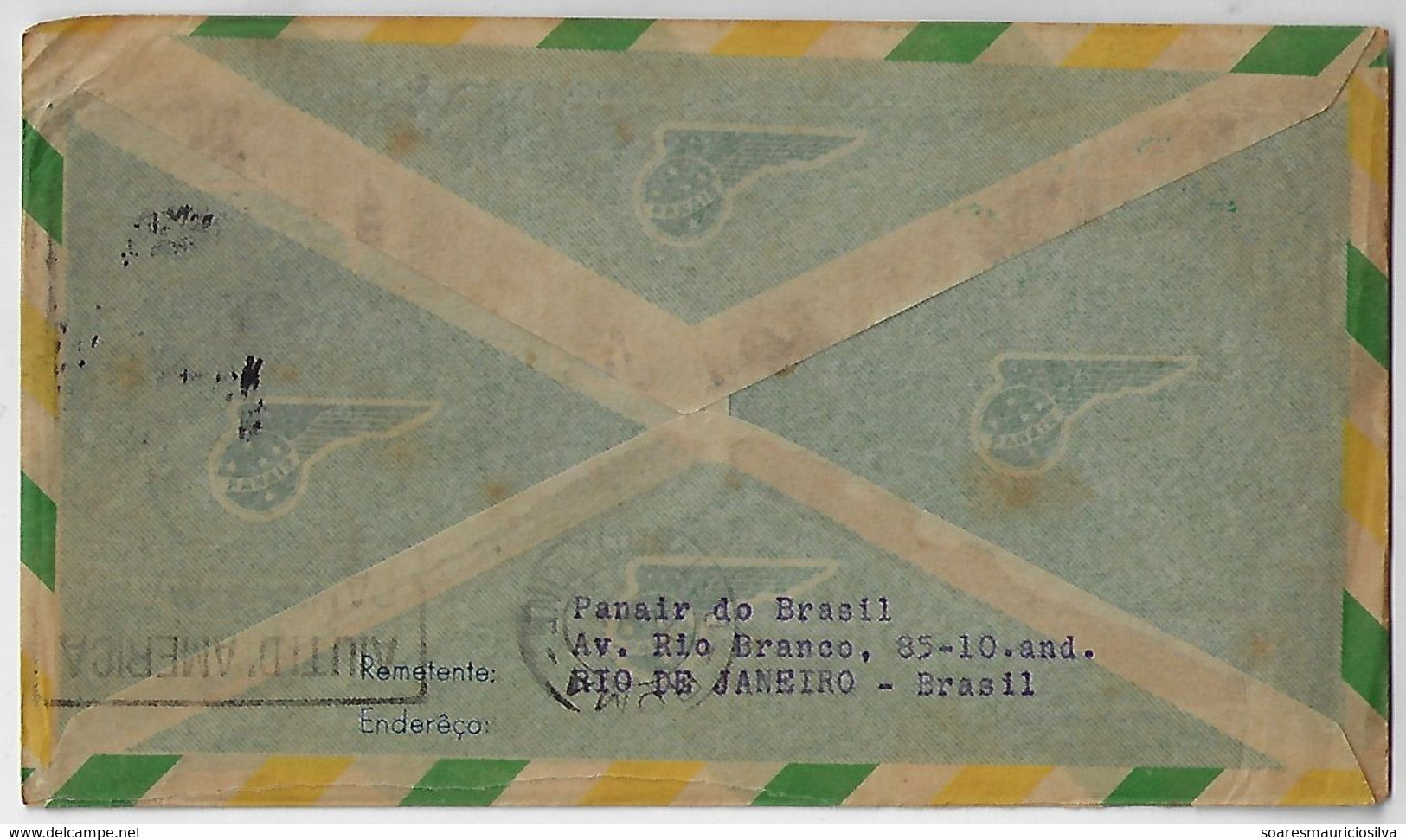 Brazil 1948 Cover Rio De Janeiro To Rome Italy Cancel 2º Year Brazilian Transatlantic Service Panair Airplane - Poste Aérienne (Compagnies Privées)