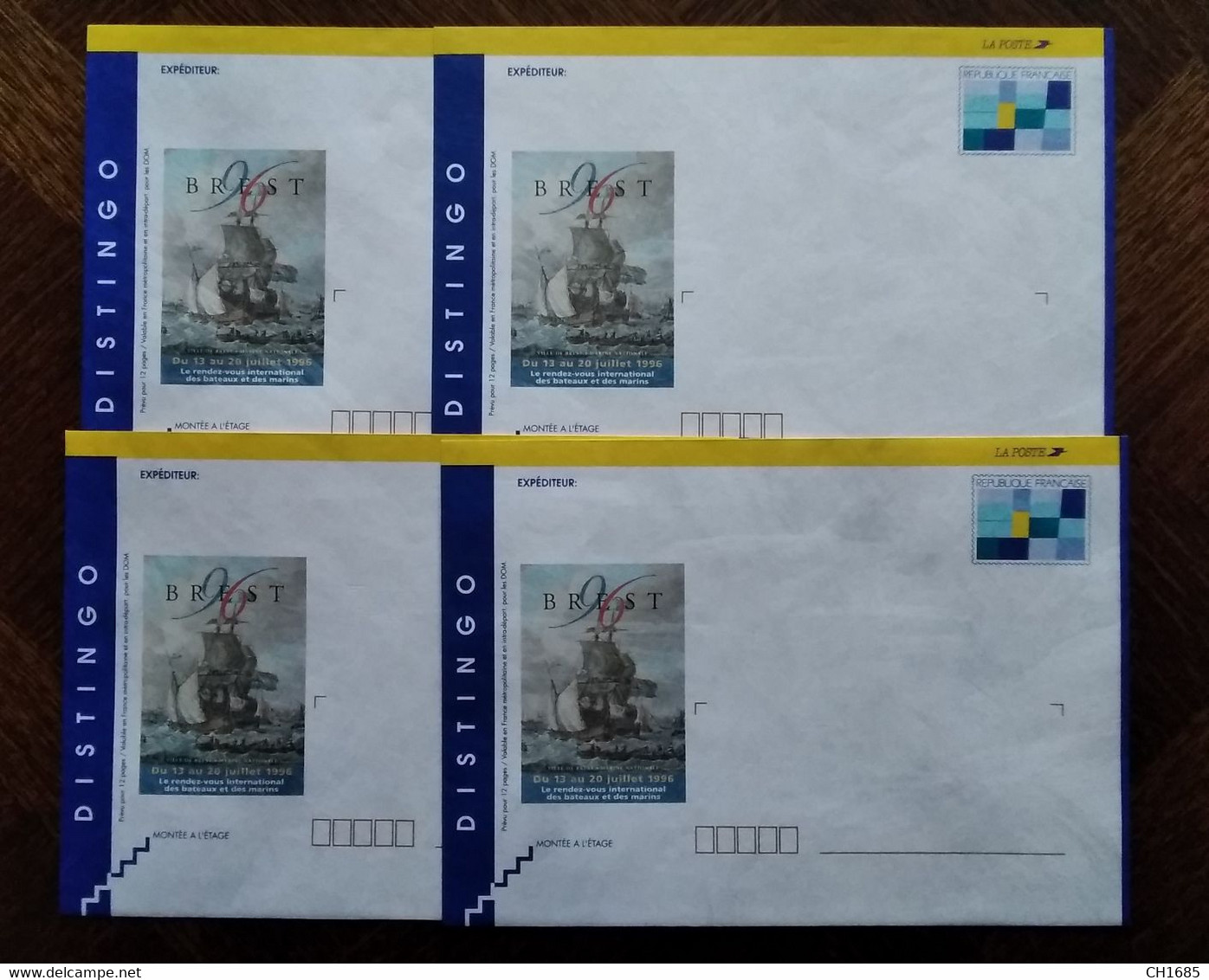 Enveloppe Distingo  Repiquage Brest 1996 X 4 Neuves Format 229 X 162 - Lots Et Collections : Entiers Et PAP