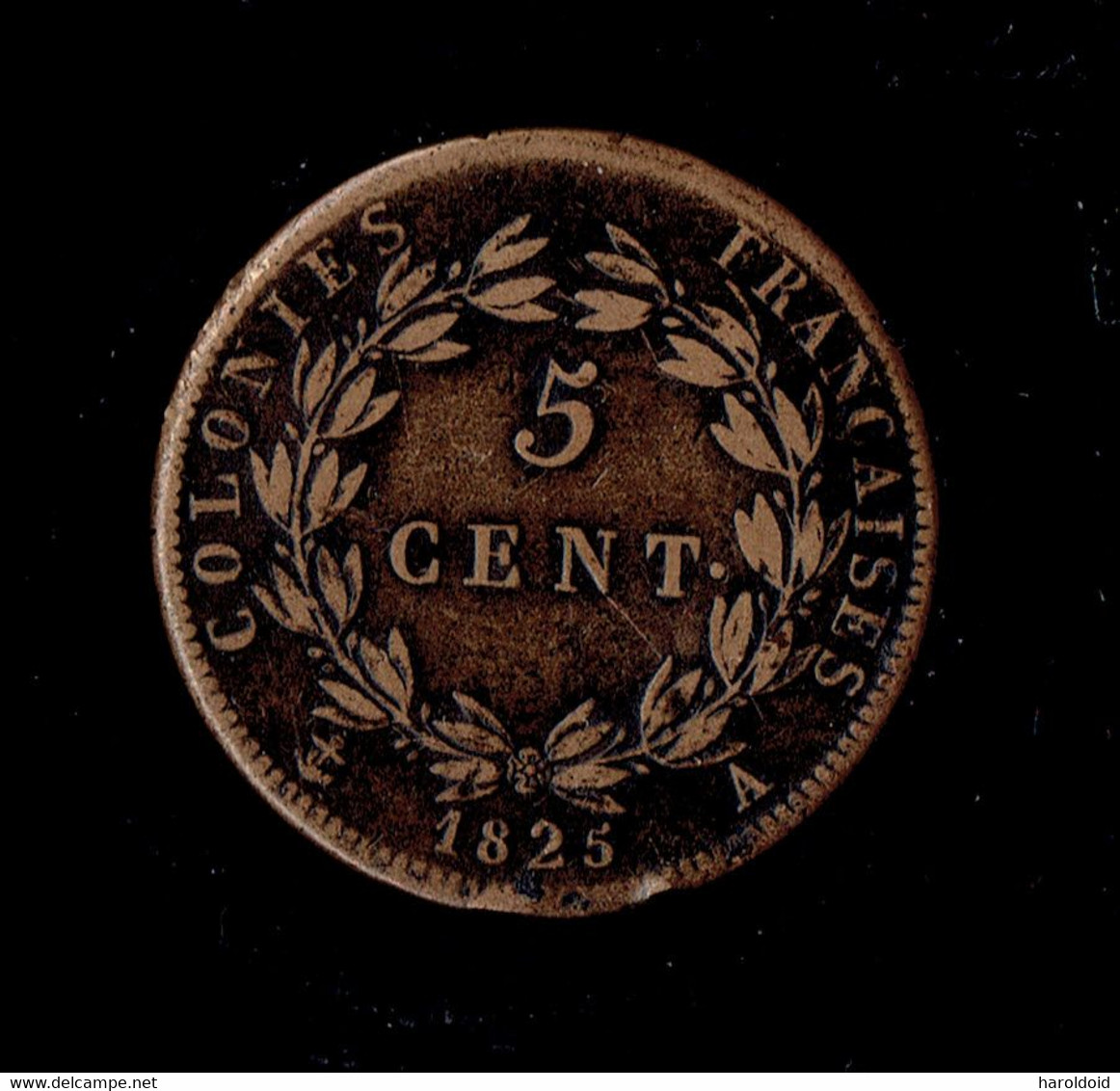COLONIES GENERALES - 5 CTS CHARLES X 1825 A - Französische Kolonien (1817-1844)