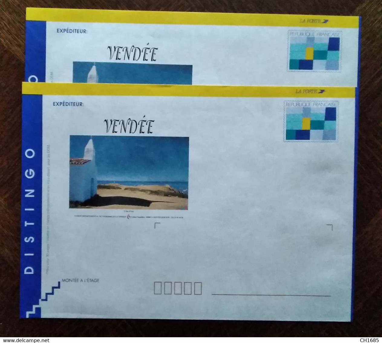 Enveloppe Distingo Repiquage Ile D'Yeu  X 2 Neuves Format  326 X 229 - Collections & Lots: Stationery & PAP