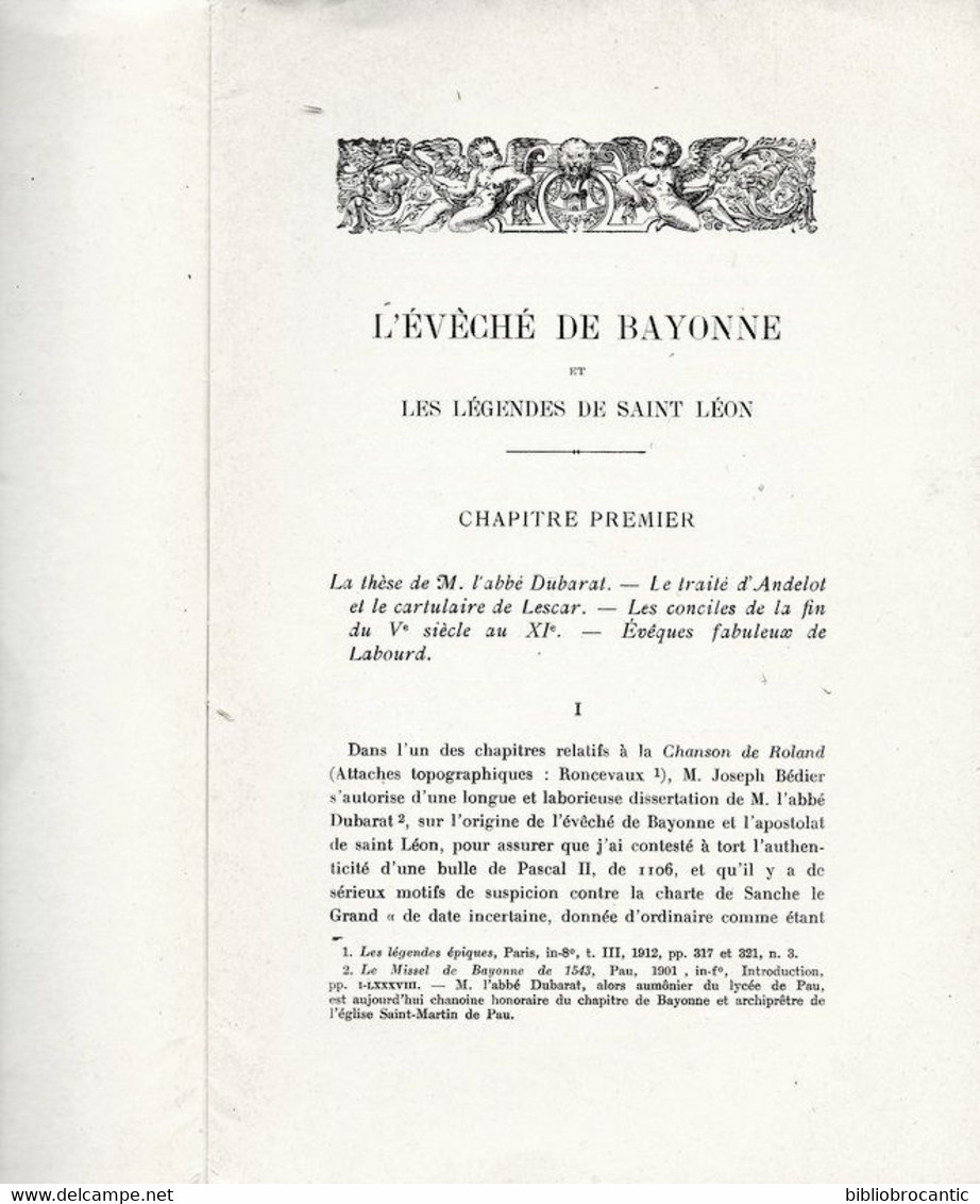 *L'EVECHE DE BAYONNE* "LES LEGENDES DE SAINT LEON" Par Jean De JAURGAIN E.O. En 1917 Exemplaire N°94/300 - Pays Basque