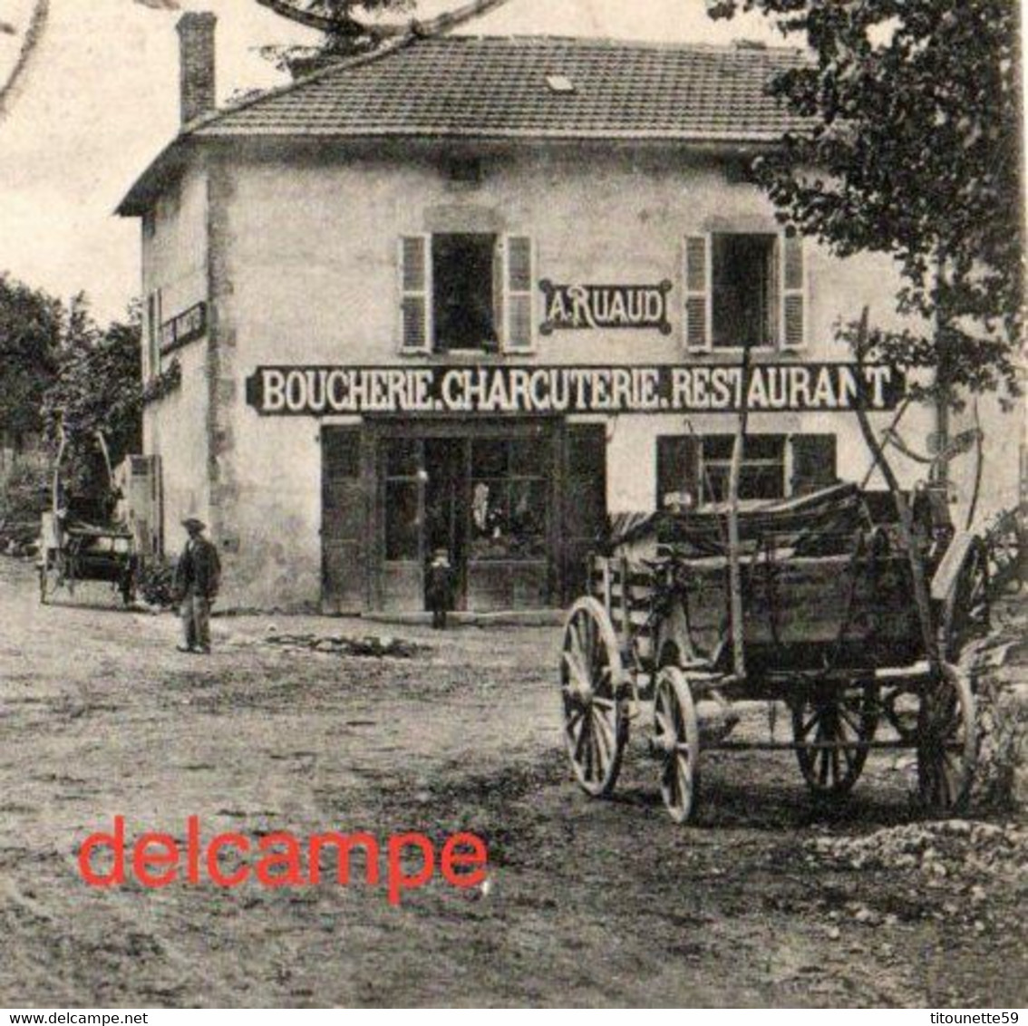 87- NANTIAT- Avenue Ste-Marie - *Boucherie-charcuterie-Restaurant -A. RUAUD*- Animation- Ecrite 1916 - Nantiat