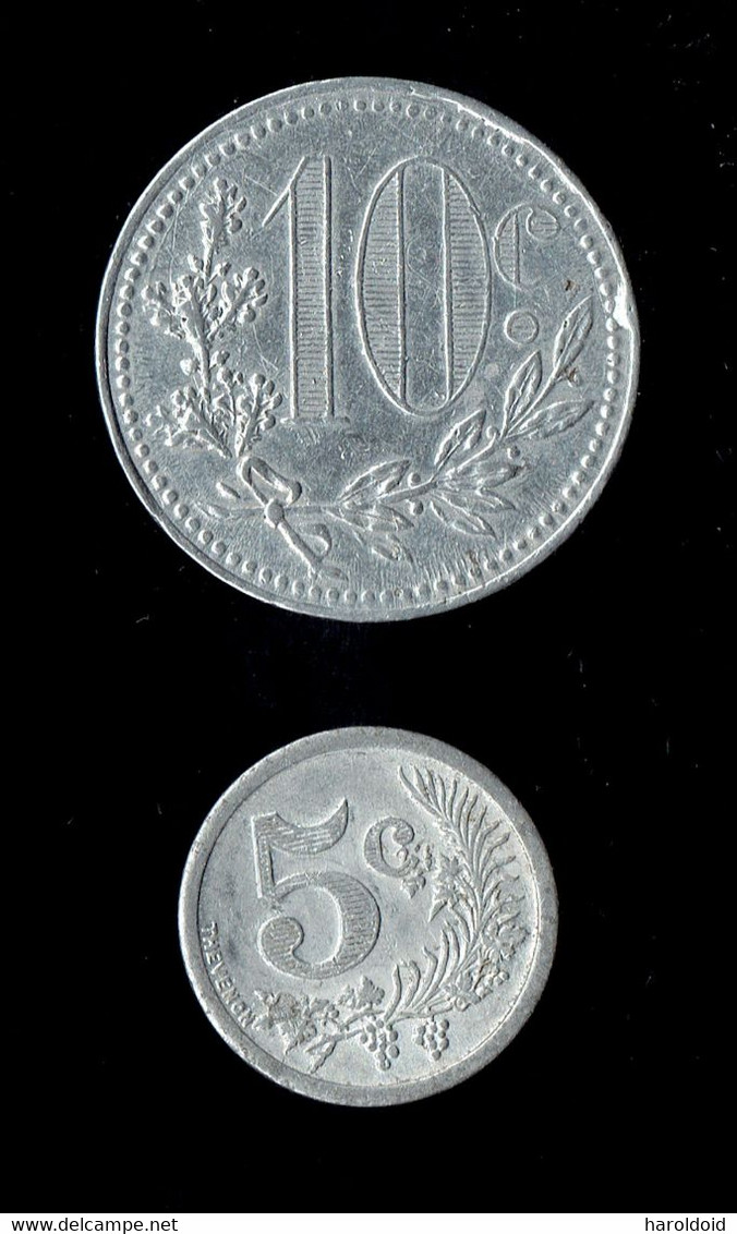 ALGERIE - ALGER - ORAN - CHAMBRE DE COMMERCE - 10 CTS ALGER TTB+ 1918 - 5 CTS ORAN TB+ 1921 - Algérie