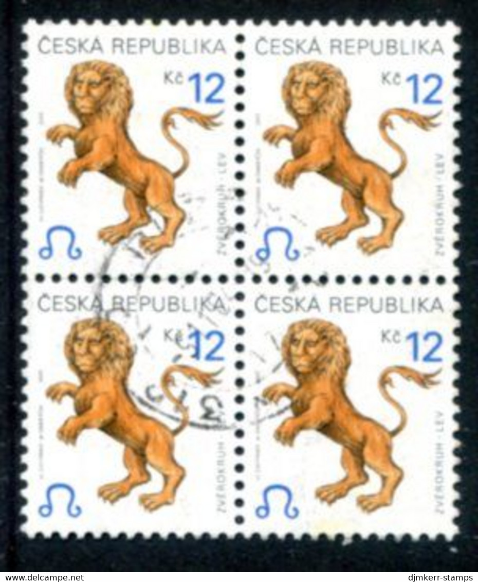 CZECH REPUBLIC 2001 Zodiac Definitive 12 Kc Used Block Of 4  Michel 282 - Oblitérés
