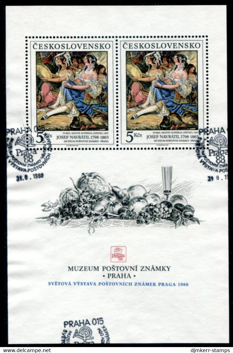 CZECHOSLOVAKIA 1988 PRAGA '88: Art From Postal Museum Block Used.   Michel Block 88 - Used Stamps