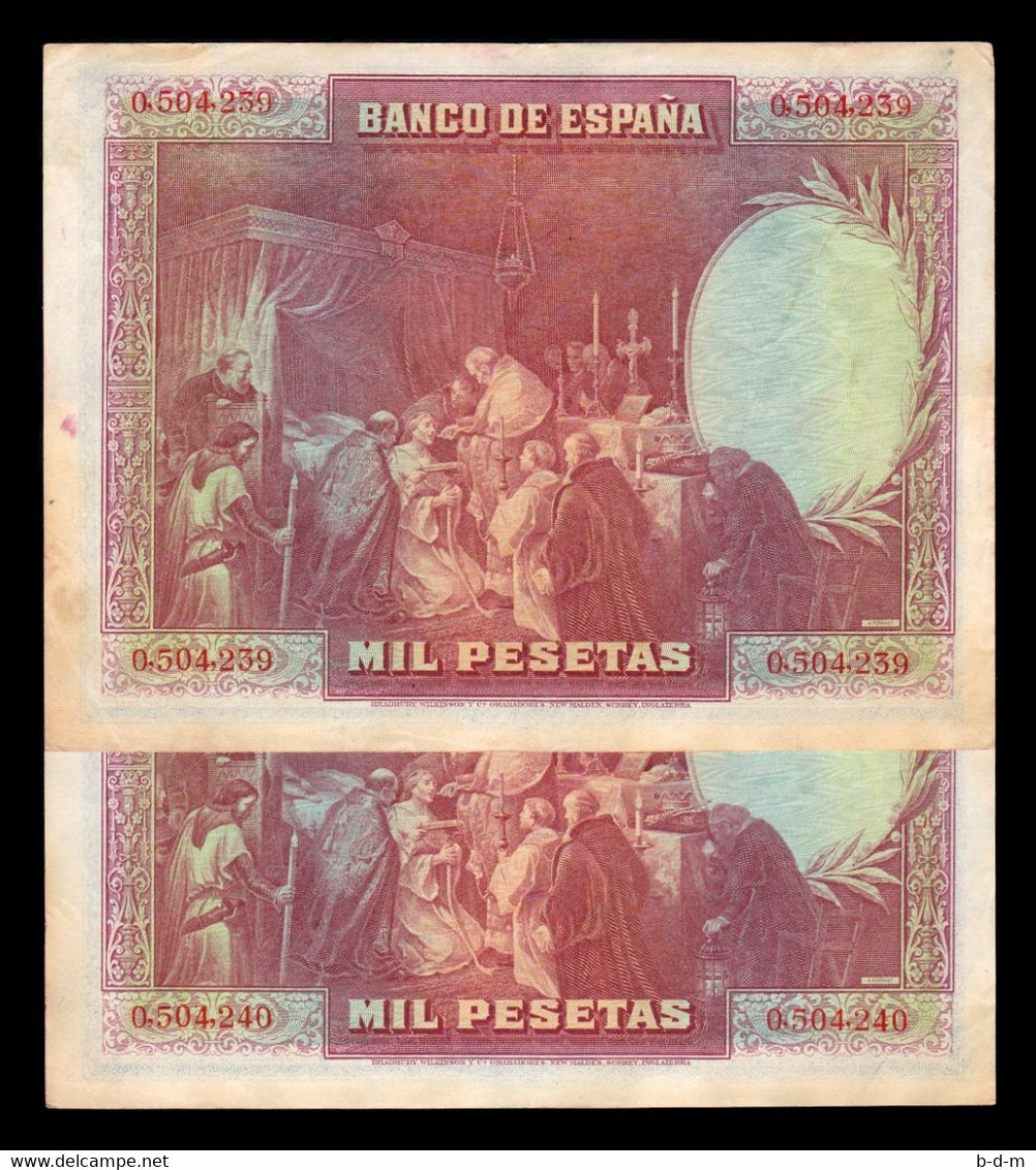 España Spain Pareja 1000 Pesetas San Fernando 1928 Pick 78 T. 239, 240 Ebc Xf - 1000 Peseten