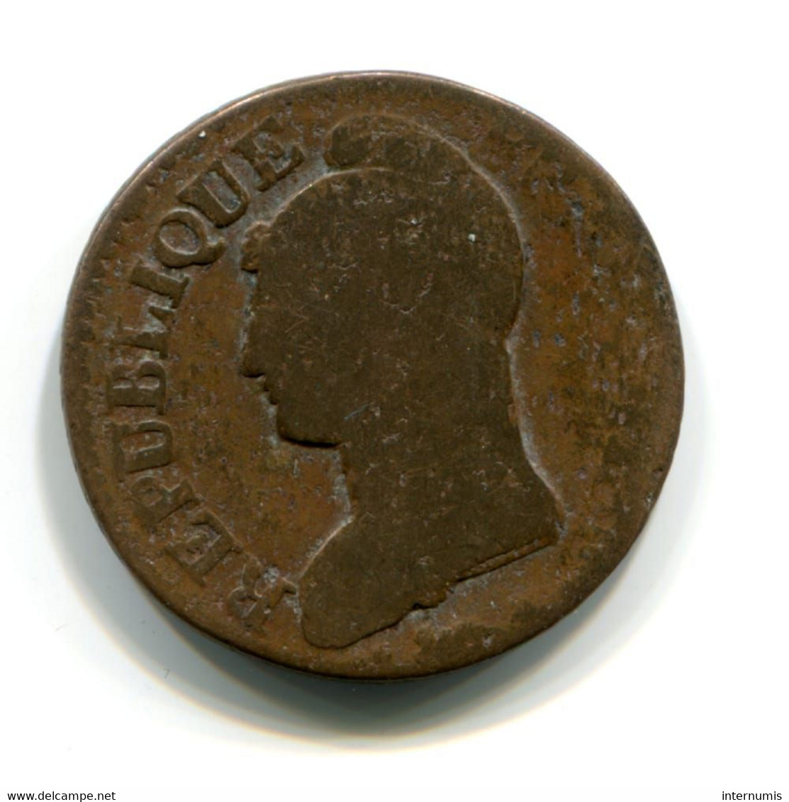 (b) France, 5 Centimes, An 8 - AA, Dupré, Cuivre (Copper), Metz, TB (F), KM€#640, G.126a, F.115/65 - 1795-1799 Directoire