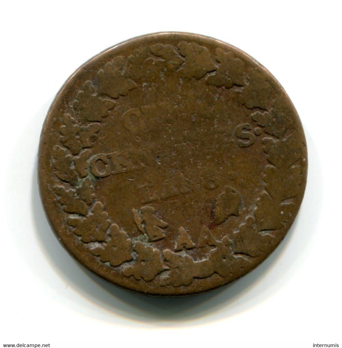 (b) France, 5 Centimes, An 8 - AA, Dupré, Cuivre (Copper), Metz, TB (F), KM€#640, G.126a, F.115/65 - 1795-1799 Direktorium