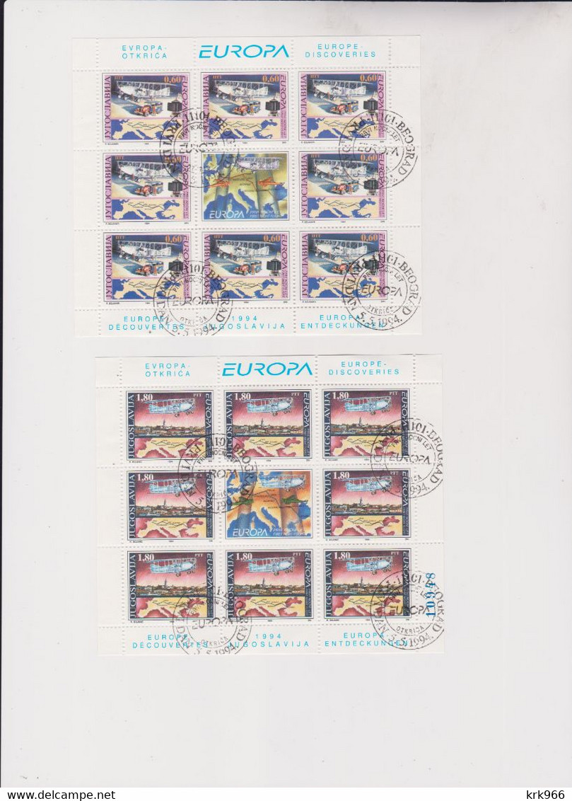 YUGOSLAVIA,1994 Sheet Set   EUROPA CEPT  Used - Gebraucht