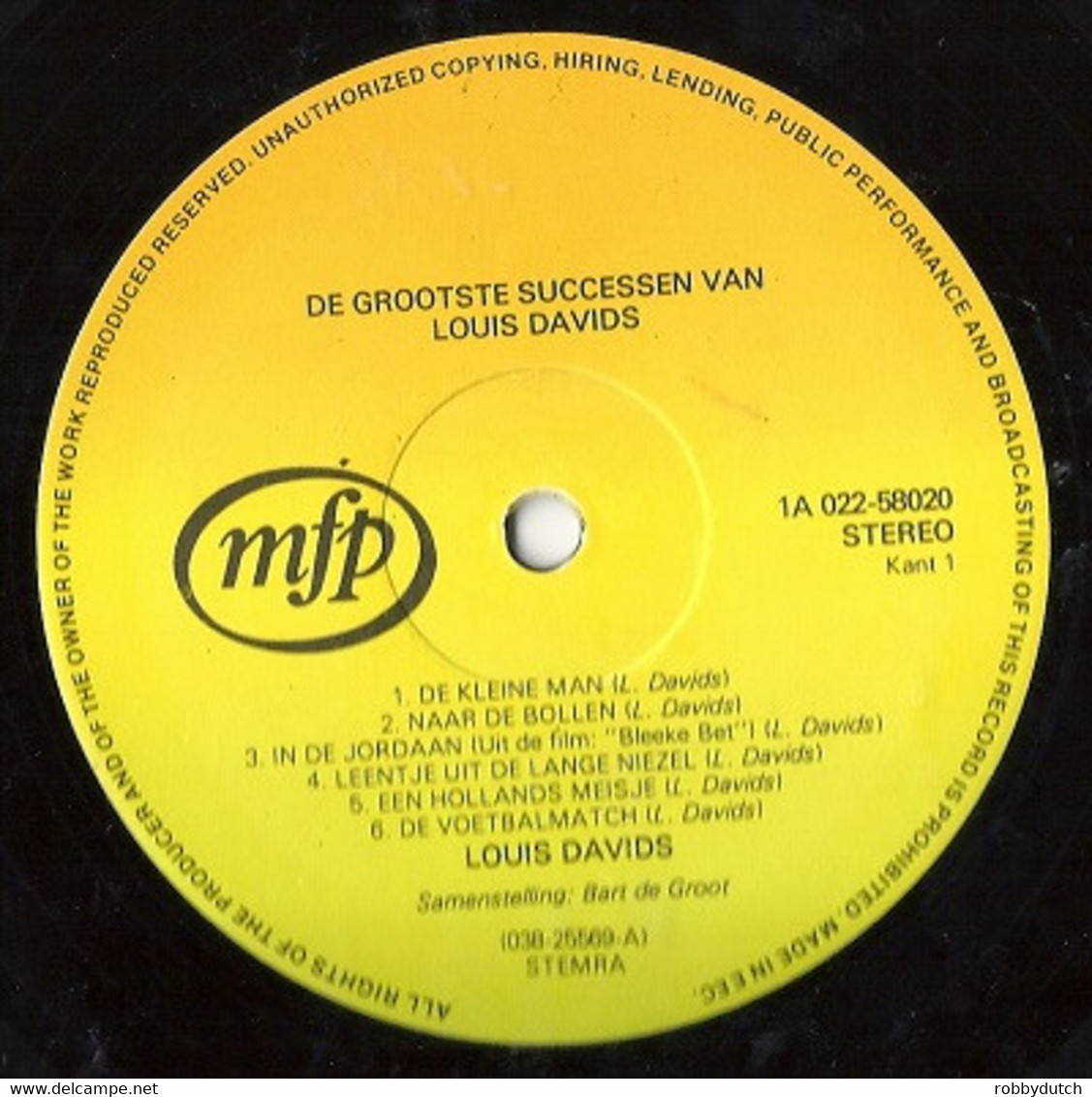 * LP * DE GROOTSTE SUCCESSEN VAN LOUIS DAVIDS (Holland 1980 EX) - Autres - Musique Néerlandaise