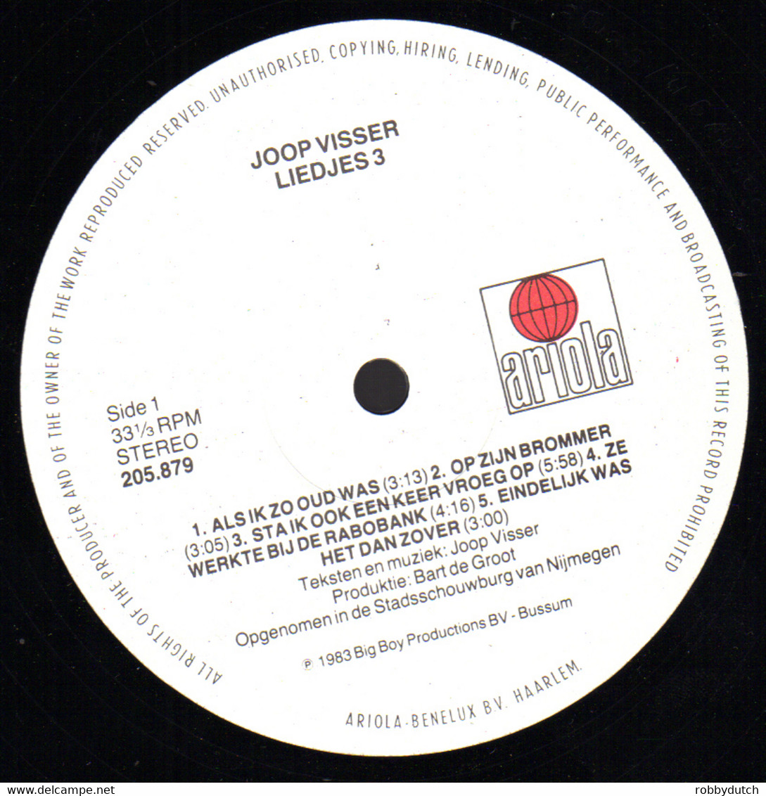 * LP *  JOOP VISSER (Jaap Fischer) - LIEDJES 3 (Holland 1983 EX-) - Other - Dutch Music