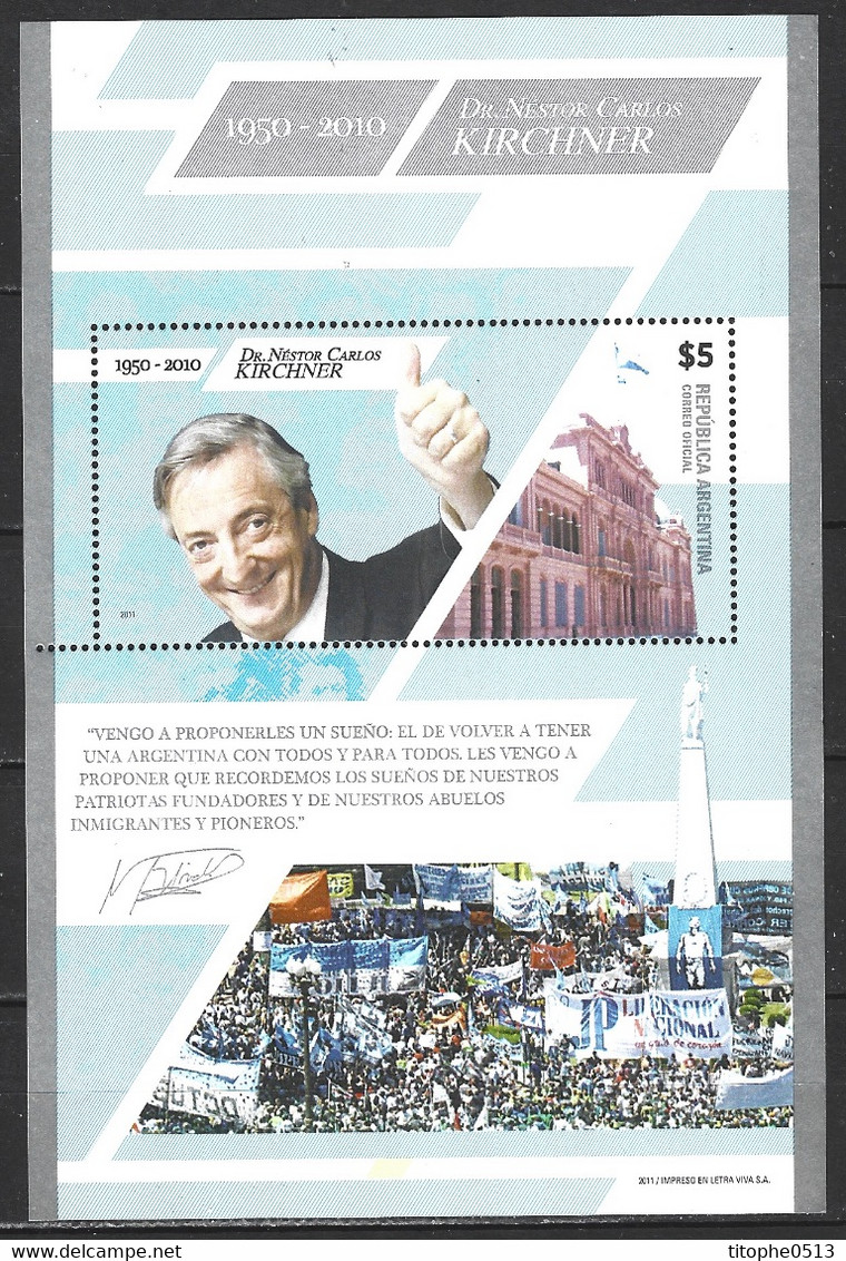 ARGENTINE. BF 127 De 2011. Nestor Carlos Kirchner. - Blocks & Sheetlets