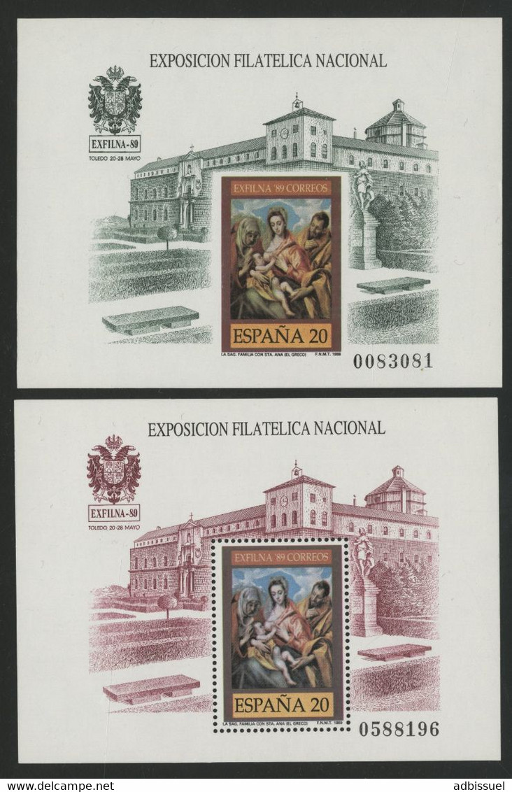 ESPAGNE Exposicion Filatelica EXFILNA 89 TOLEDO PRUEBA / EPREUVE N° 19 + Bloc 40 (Ed 3012) Neufs ** (MNH) - Blocks & Sheetlets & Panes