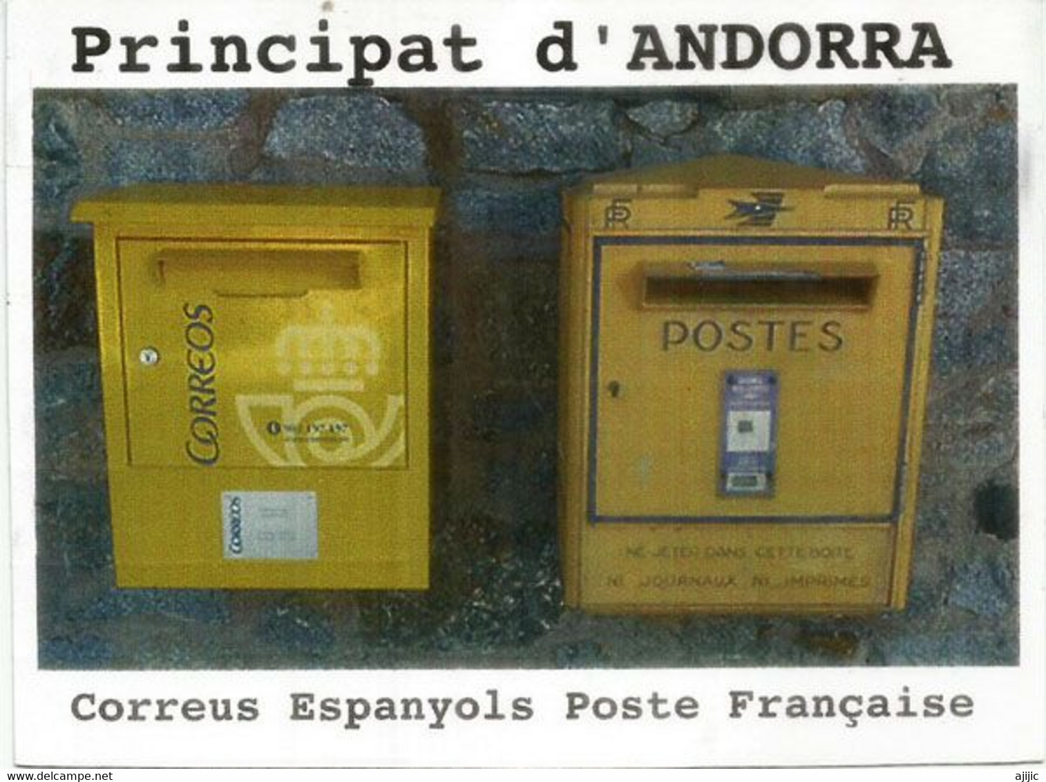 Principality Of Andorra, The Only Country With Two Different Postal Administrations. Two Separate Mailboxes. - Brieven En Documenten