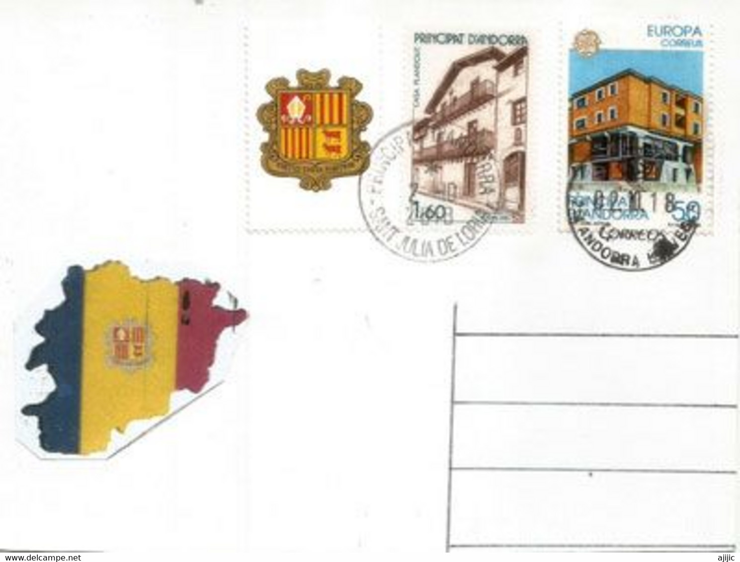 Principality Of Andorra, The Only Country With Two Different Postal Administrations. Two Separate Mailboxes. - Brieven En Documenten