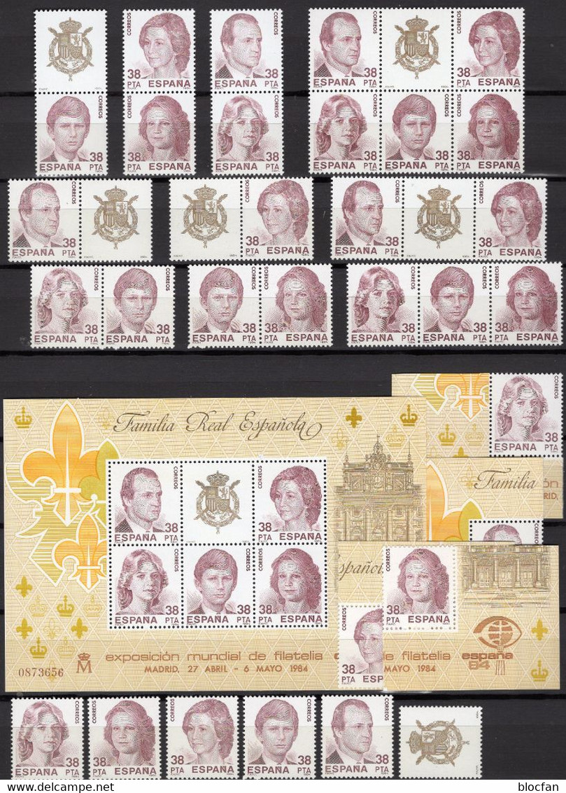 Set EXPO Madrid 1984 Spanien 2627/1,4ER,10ZD+Block 27 ** 30€ König Carlos Familie Hb Bloc Philatelic Se-tenant Bf Espana - Collections