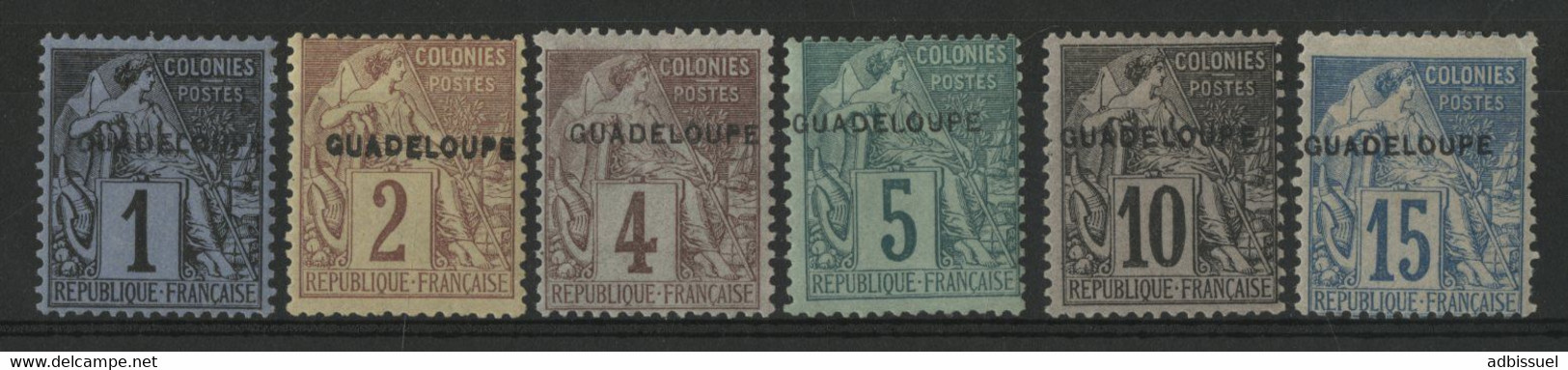 GUADELOUPE N° 14 + 15 + 16 + 17 + 18 + 19 Cote 117,50 € Neufs * (MH) (le N° 16 Est ** MNH) TB - Unused Stamps