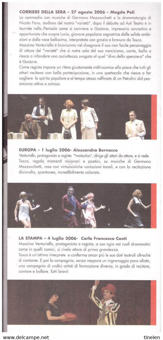 Brochure Di "Gastone" Di Petrolini  Con Massimo Venturiello E Tosca - Programmes