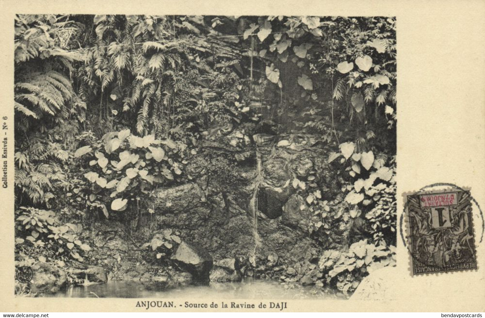 Comoros, ANJOUAN, Source Of The Daji Ravine (1910s) Postcard - Comores