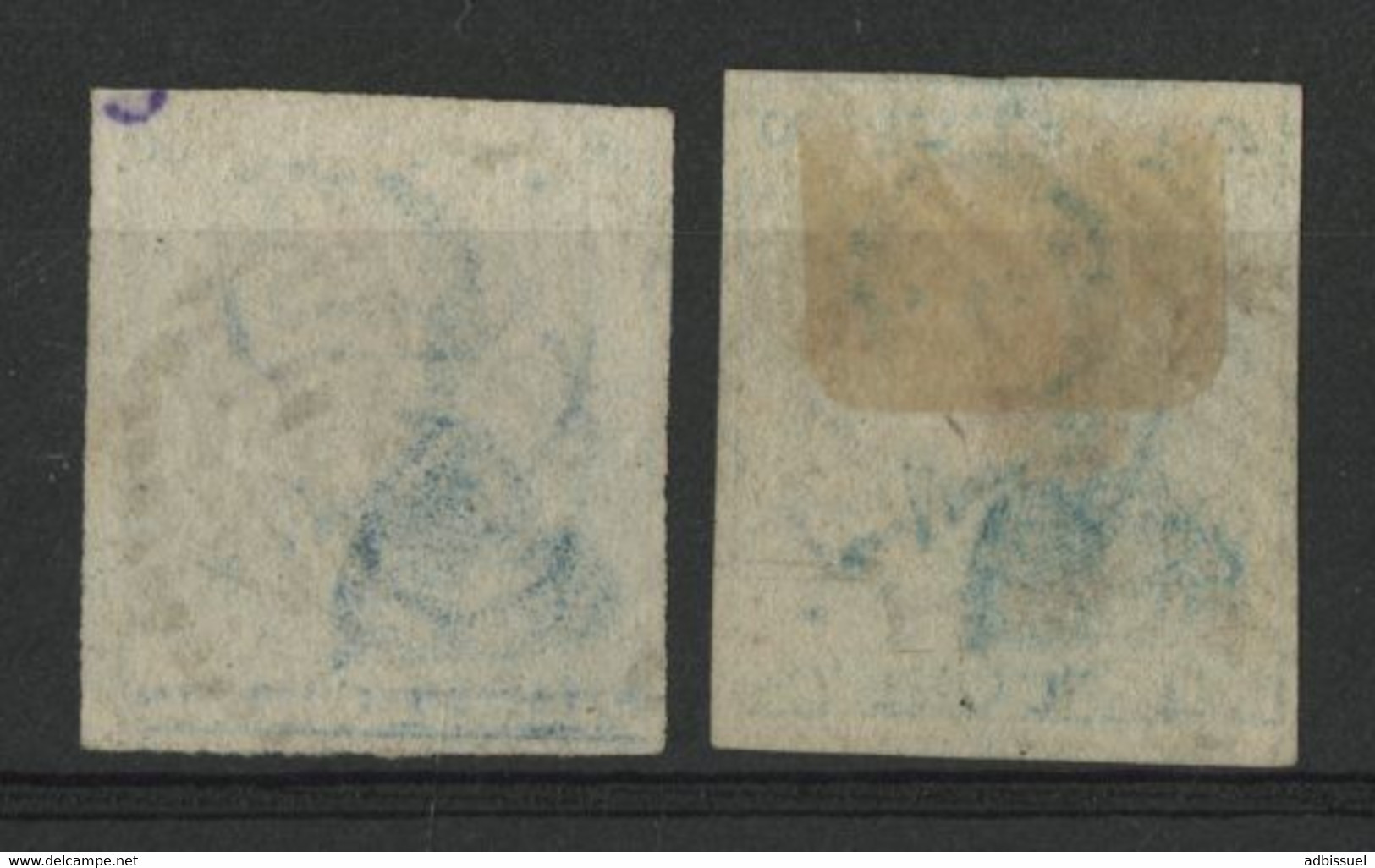 BELGIQUE N° 2 + 2b Bleu Et Bleu Laiteaux Cote 245 € Oblitérés Voir Description - 1849 Schulterklappen