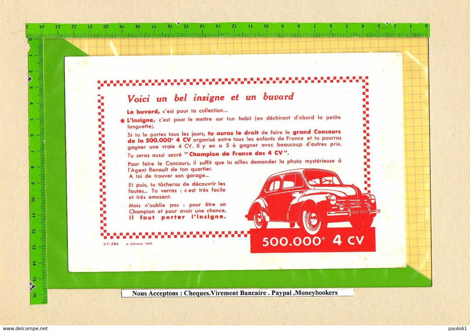 BUVARD : La 4CV La 500.000e - Automobile