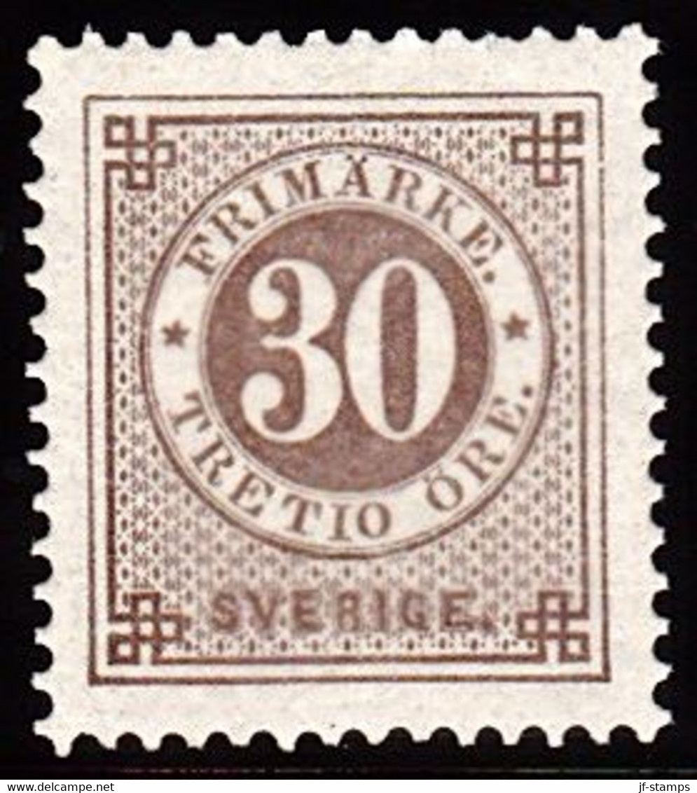 1886. Circle Type. Perf. 13. Posthorn On Back. 30 öre Pale Brown. Beautiful. Scarce In This Qu... (Michel 35) - JF100812 - Nuovi