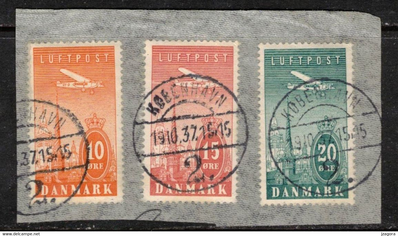 AVION AIR MAIL FLUGPOST DENMARK DANMARK DÄNEMARK  DANEMARK 1934 Mi 217 218 219  YT YV Y&T 6 7 8 - Airmail