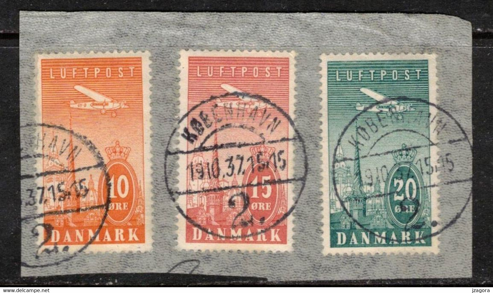 AVION AIR MAIL FLUGPOST DENMARK DANMARK DÄNEMARK  DANEMARK 1934 Mi 217 218 219  YT YV Y&T 6 7 8 - Poste Aérienne