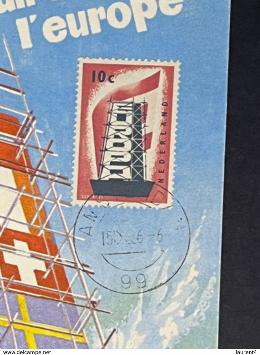 (4 Oø 29) Netherlands 10c Maxicard - EUROPA CEPT 1956 (1st Year Of The EUROPA Stamps Been Issued By 6 Countries) - 1956