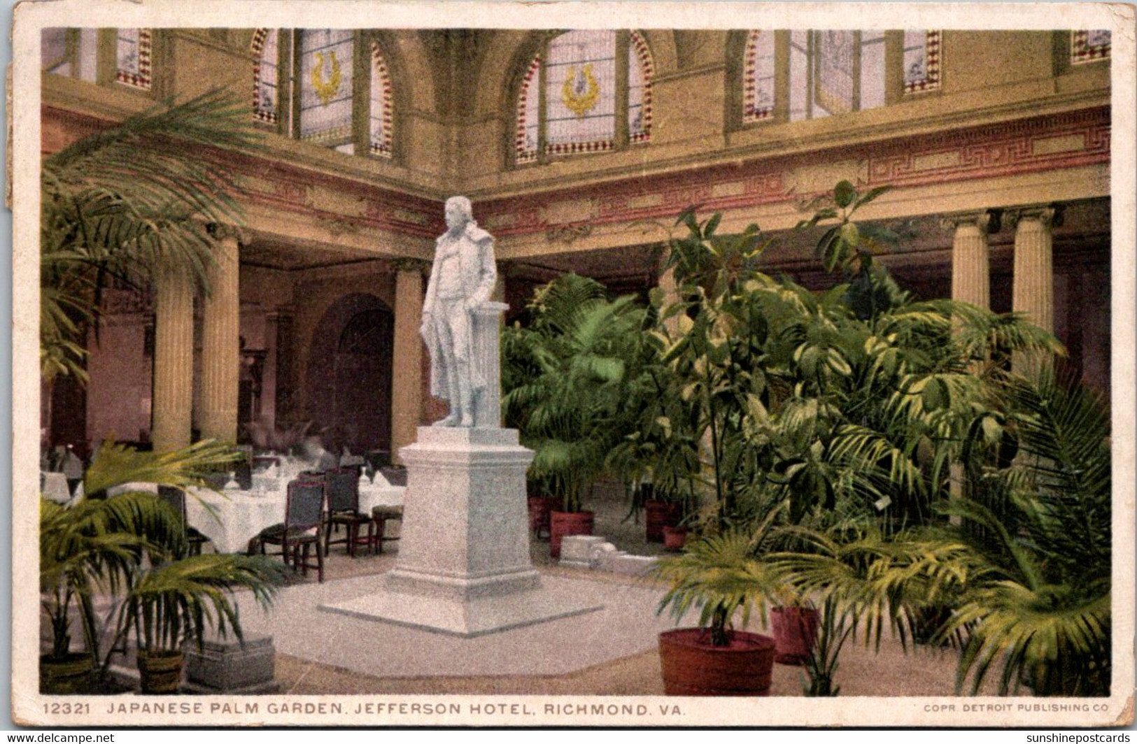 Virginia Richmond The Jefferson Hotel Palm Garden 1918 Detroit Publishing - Richmond