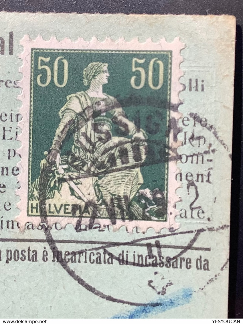 Schweiz 1929 BUSSIGNY S.Morges VD Einzugs-Auftrag/Recouvrement Postal1908 50Rp Helvetia Mit Schwert>VULLIERENS(Brief113 - Lettres & Documents