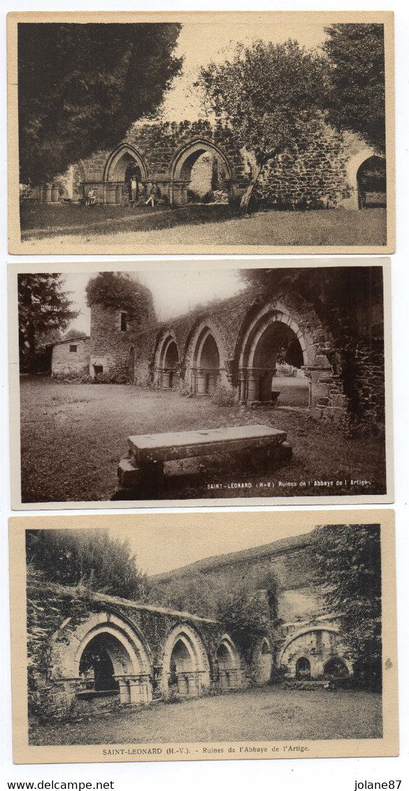 3 CPA   87      SAINT LEONARD DE NOBLAT   -     RUINES DE L ABBAYE DE L ARTIGE - Luoghi Santi