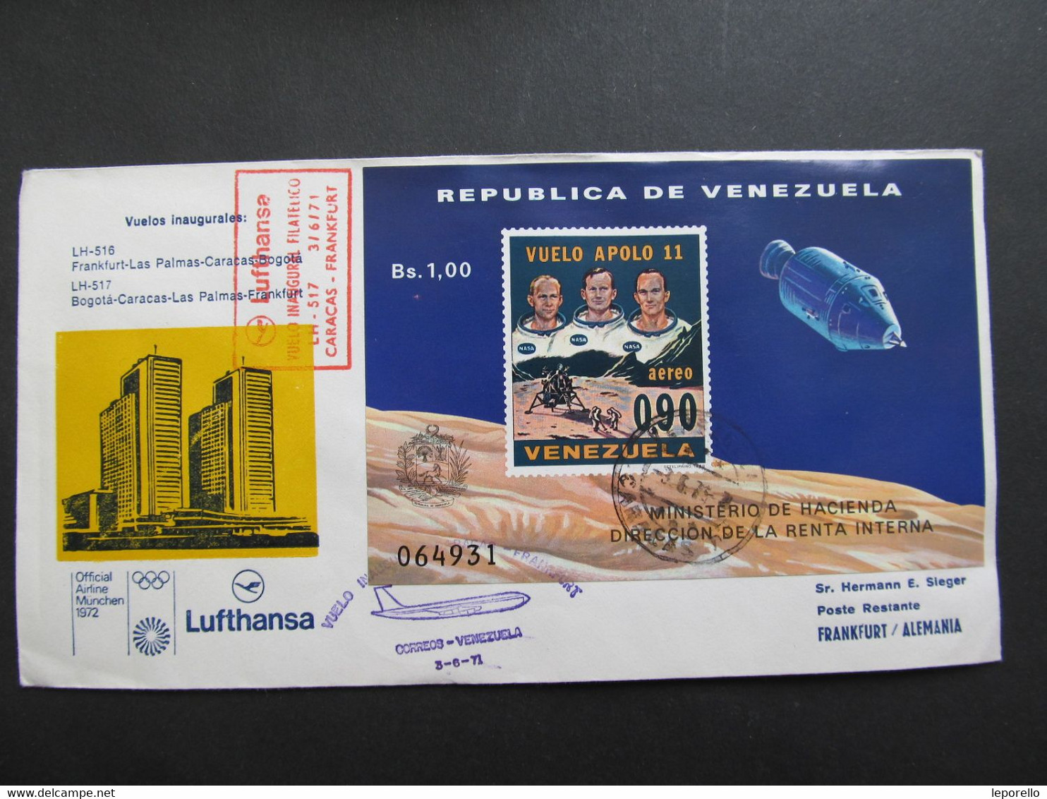 BRIEF Kosmos FDC Venezuela Apolo 11 1975 /// Y5858 - Sud America