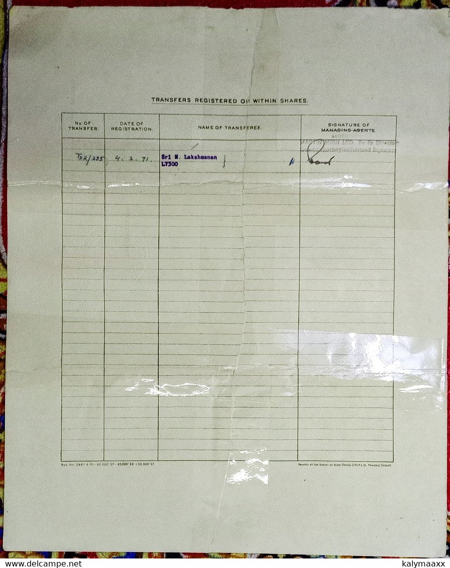 INDIA 1967 INDIAN IRON & STEEL LIMITED, IRON AND STEEL INDUSTRY....SHARE CERTIFICATE, MASSIVELY REPIRED, SEE DESCRIPTION - Industrie