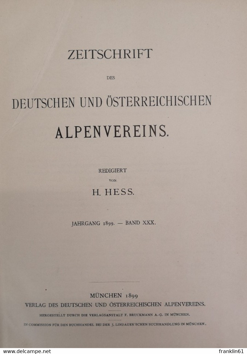 Zeitschrift Des Deutschen Und österreichischen Alpenvereins. Jahrgang 1899. Band XXX. - Sport