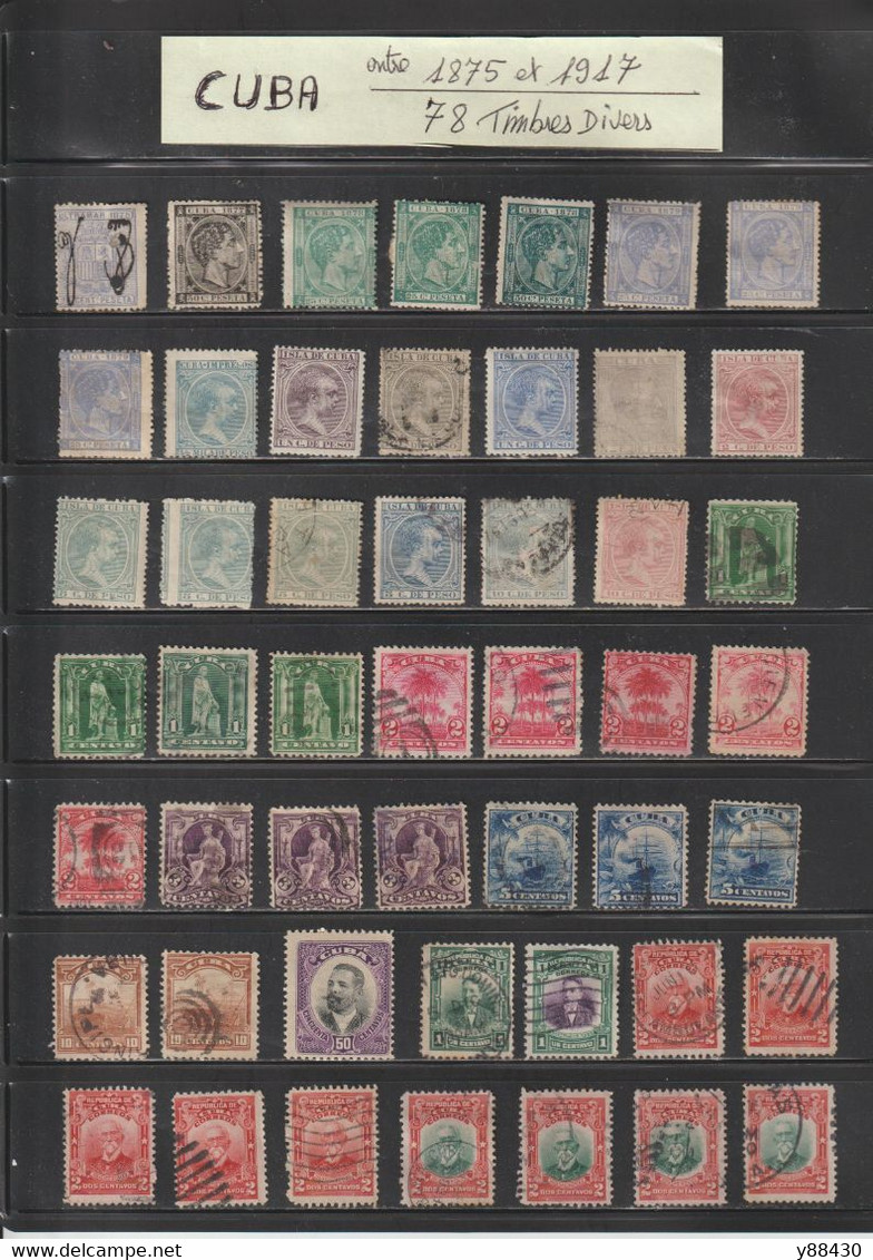 CUBA - 1875 / 1917 -- 78 Timbres Divers Oblitérés  -- Voir Les 5 Scannes - Used Stamps