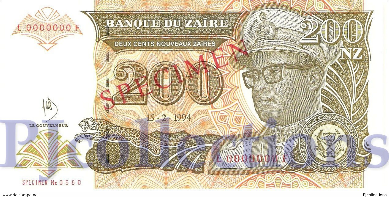 ZAIRE 200 N. ZAIRES 1994 PICK 62s SPECIMEN UNC - Zaïre