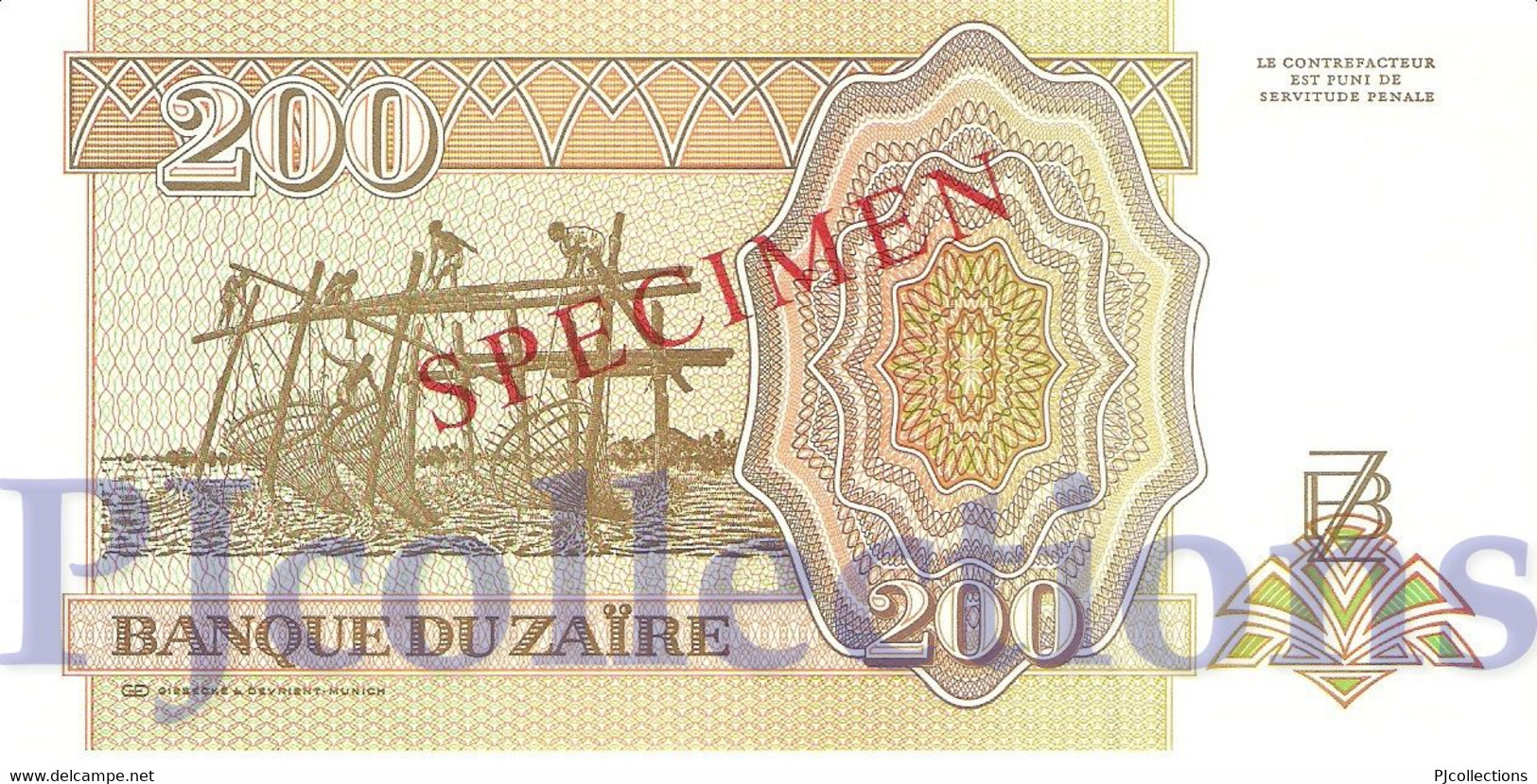 ZAIRE 200 N. ZAIRES 1994 PICK 62s SPECIMEN UNC - Zaïre