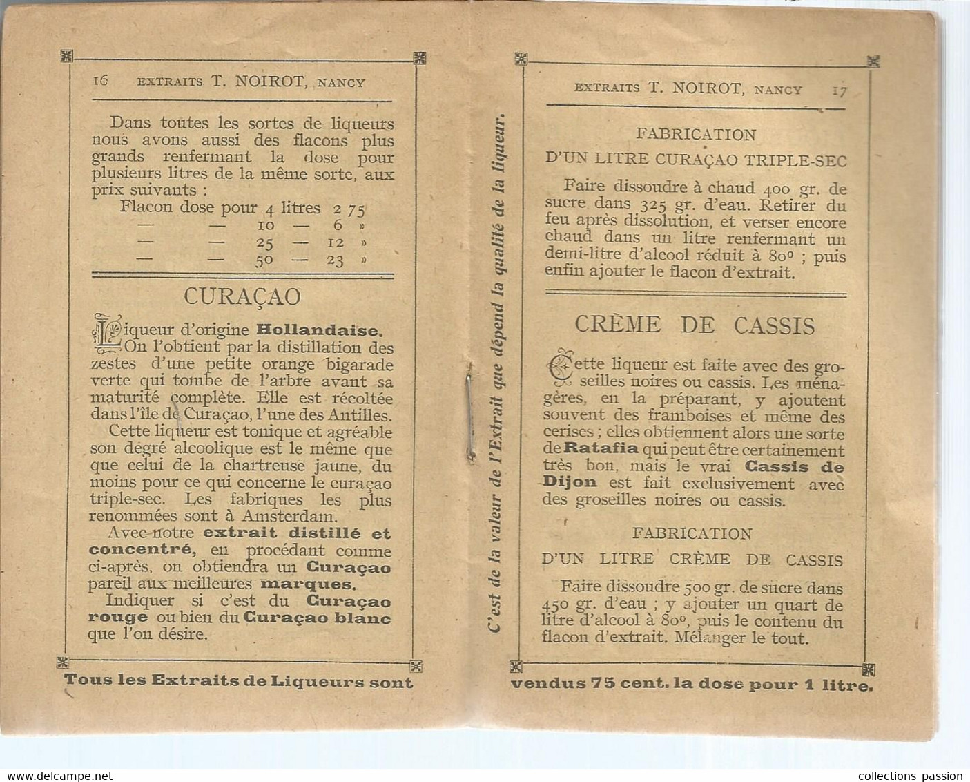 Publicité ,traité Pratique De La FABRICATION DES LIQUEURS, SIROPS & EAUX DE VIE,distillerie T. NOIROT, Frais Fr 3.35 E - Publicités
