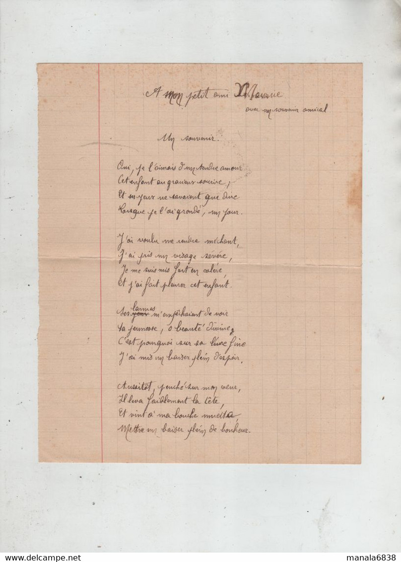 Poème Querleux Charles à Maurice La Fère 1898 - Non Classés