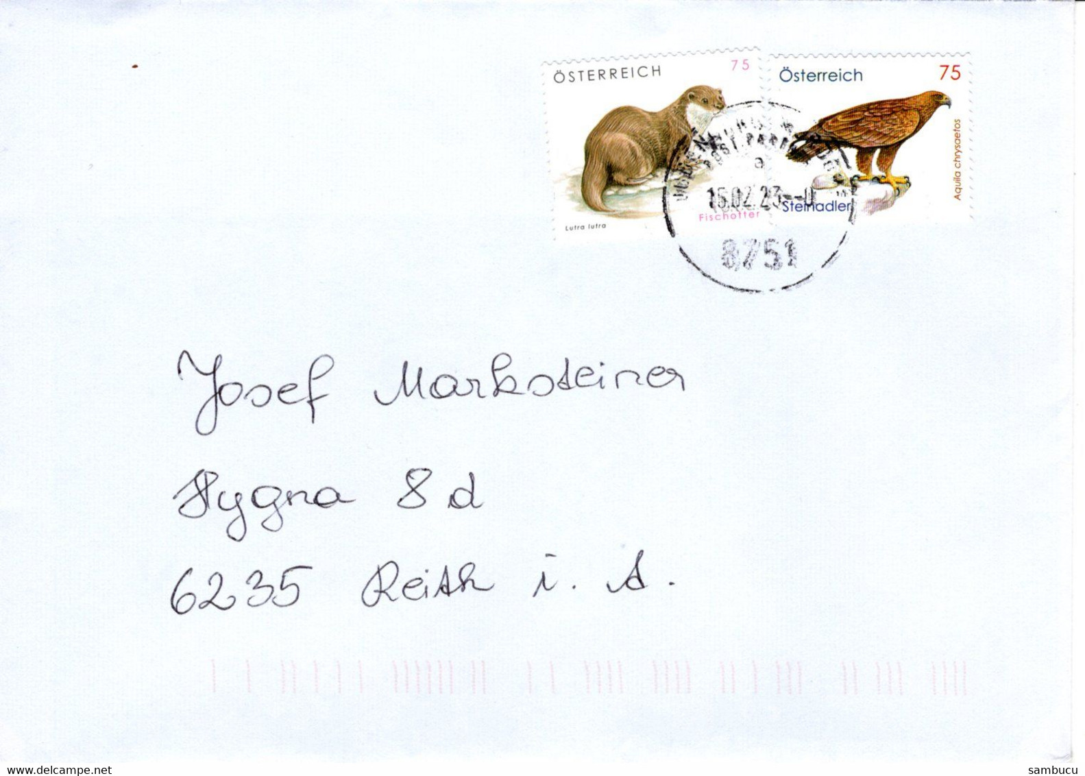 Brief Von 8751 Judenburg Mit 150 Cent Tiere Fischotter Steinadler  2023 - Storia Postale