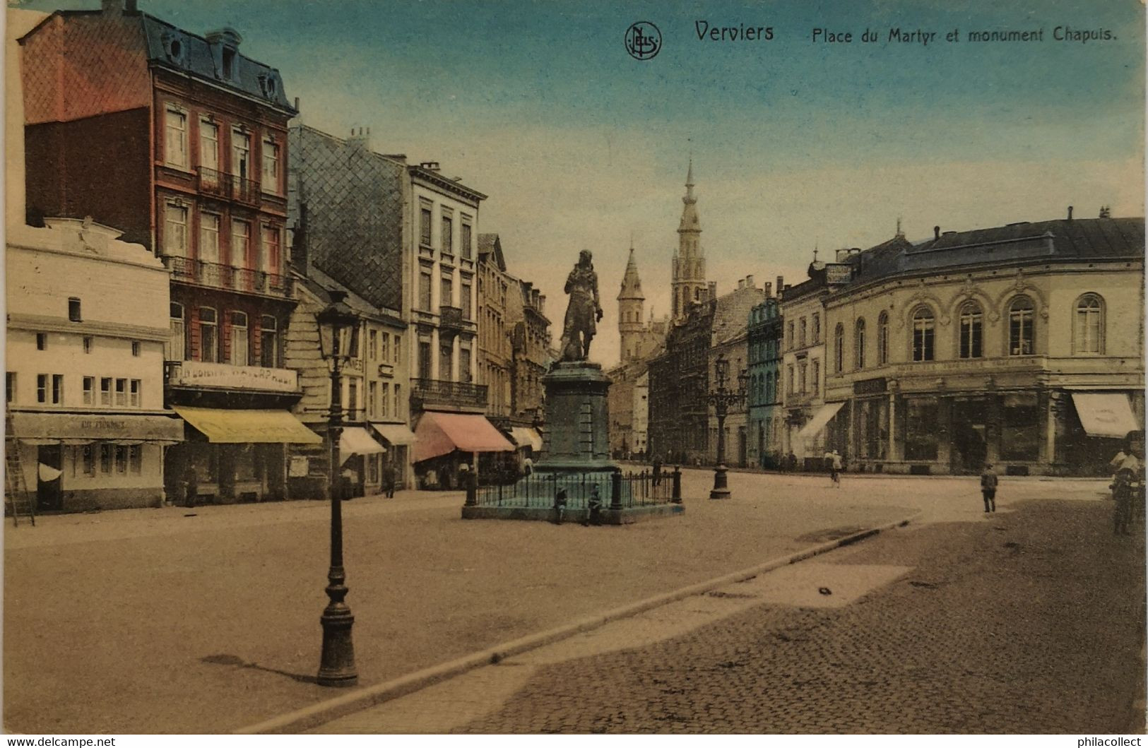 Verviers // Place Du Martyr Et Monument Chapuis  (Color)1923  Rare - Verviers